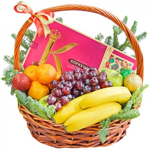 Букет цветов "Новогодняя корзина Праздник"